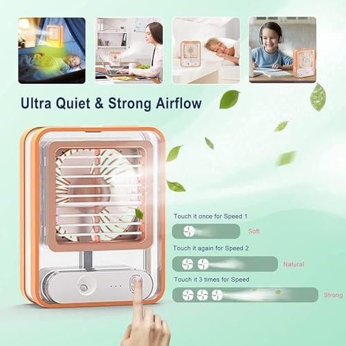 Rechargeable Mini USB Cooling Fan with Mist Spray – Portable Desk Air Cooler for Home, Office & Travel❄️